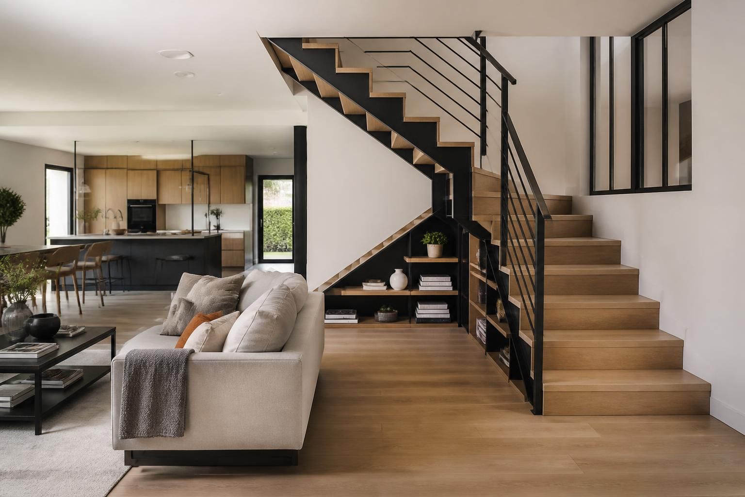 Optimiser l'espace : Intégrer un escalier central dans votre salon sans encombrer la circulation 2 découvrez comment intégrer un escalier central dans votre salon pour optimiser l'espace sans gêner la circulation. astuces pratiques pour un aménagement fonctionnel et esthétique.